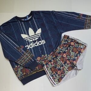 Adidas Original Brazil Farm Cirandeira Floral Set M Medium Sweatshirt Shorts